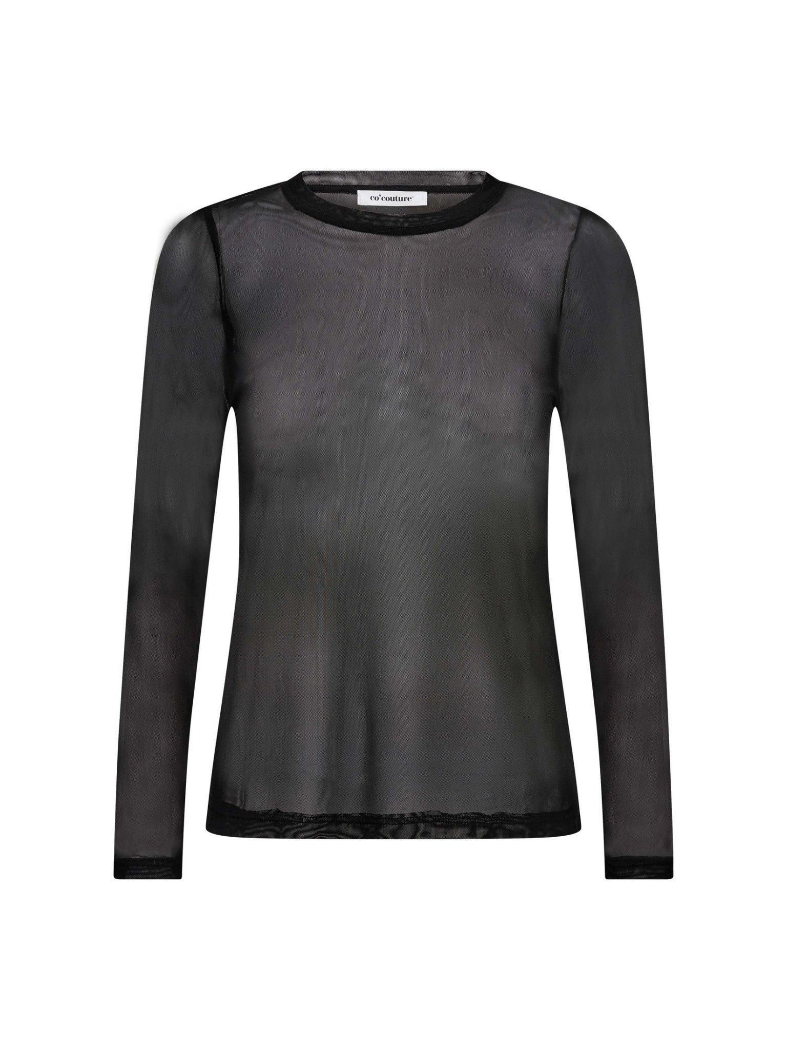 Mesh O - Neck Blouse - Black - Co'couture