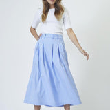 MicaCC Stripe Pleat Skirt - Pale Blue - Co'couture