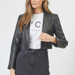 PhoebeCC Leather Crop Blazer - Black - Co'couture