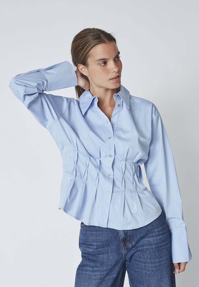 PoppyCC Pleat Waist Shirt - Pale Blue - Co'couture