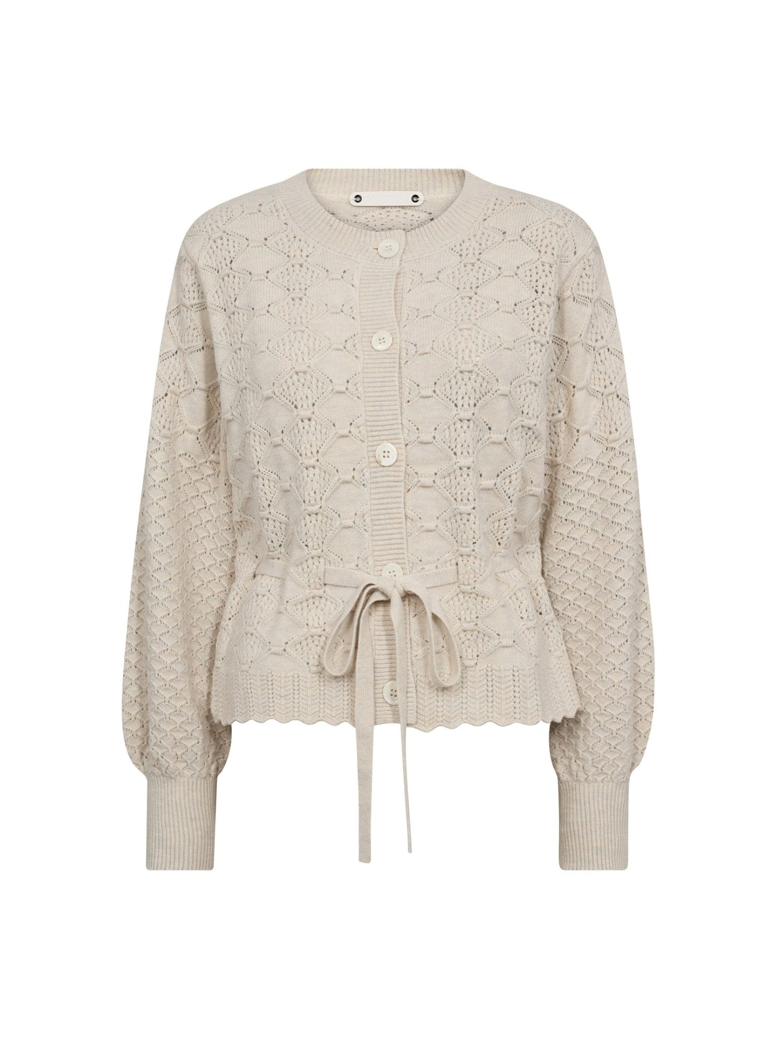 RowCC Pointelle Tie Cardigan - Ivory - Co'couture