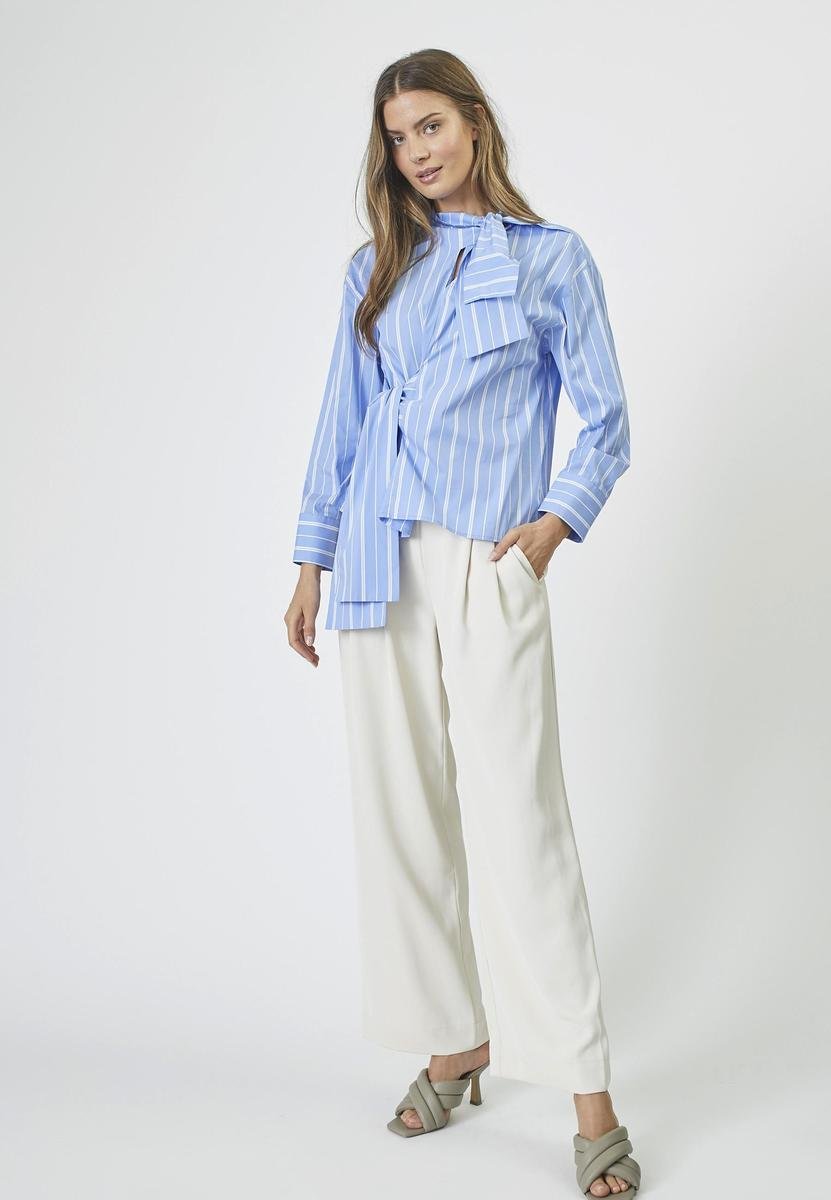 ShiraCC Stripe Bow Blouse - Pale Blue - Co'couture