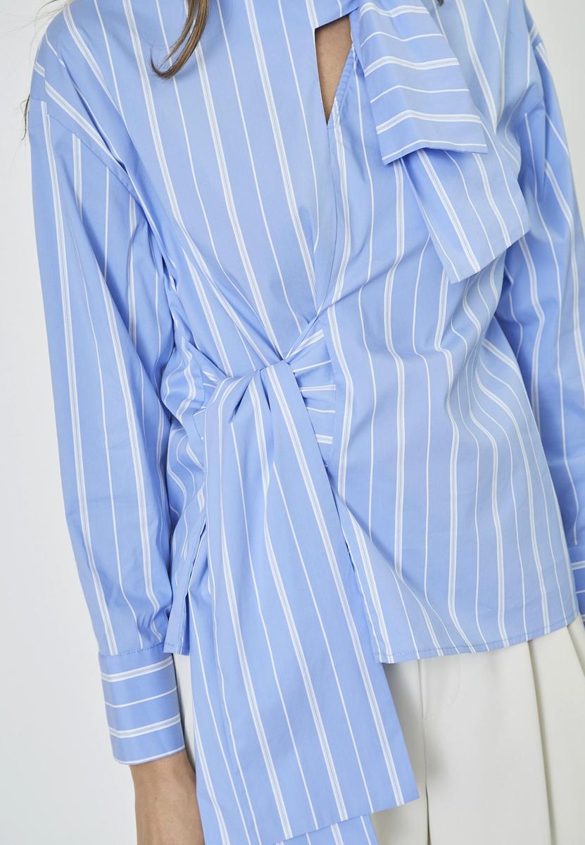 ShiraCC Stripe Bow Blouse - Pale Blue - Co'couture
