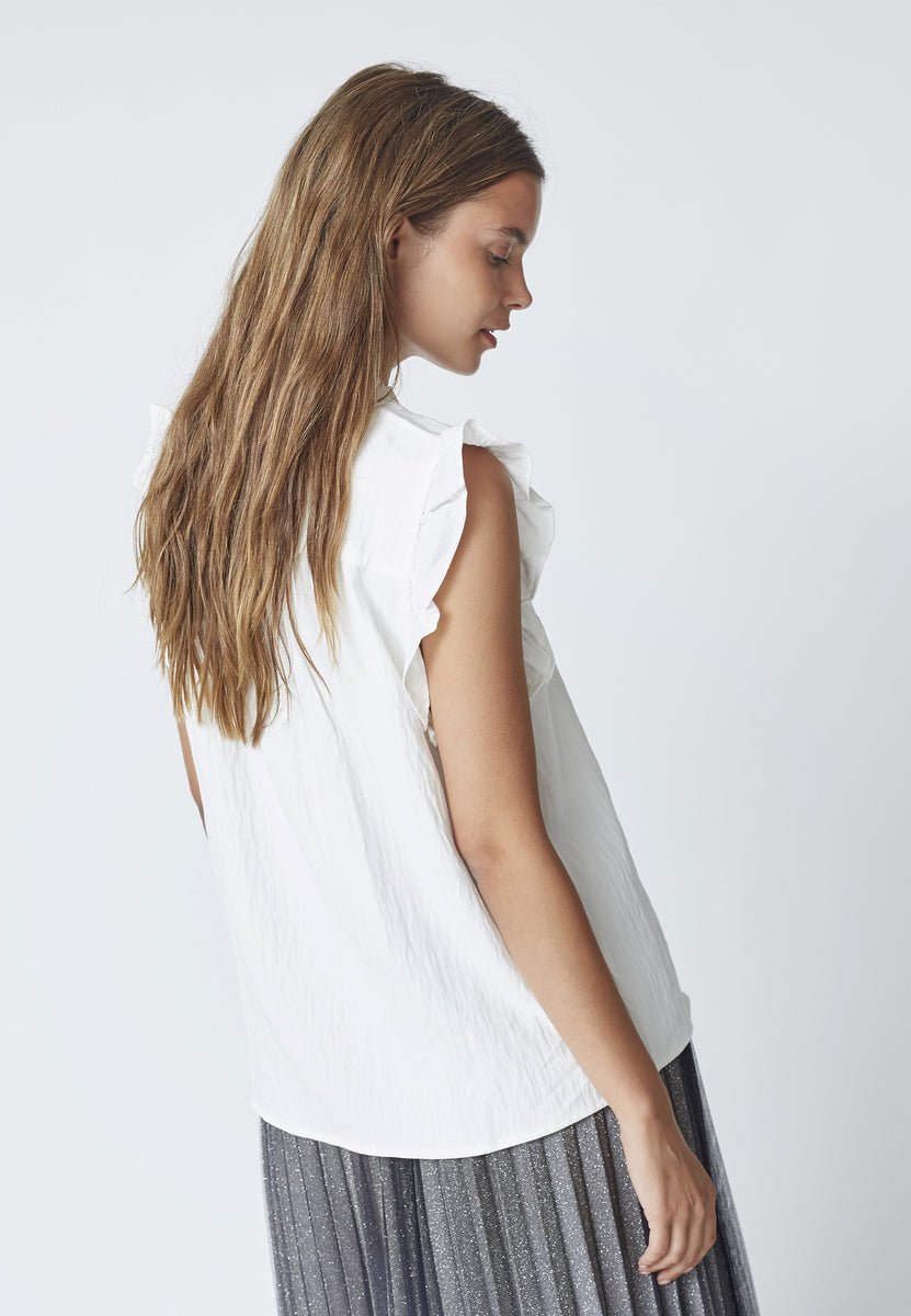SuedaCC Frill Top - White - Co'couture