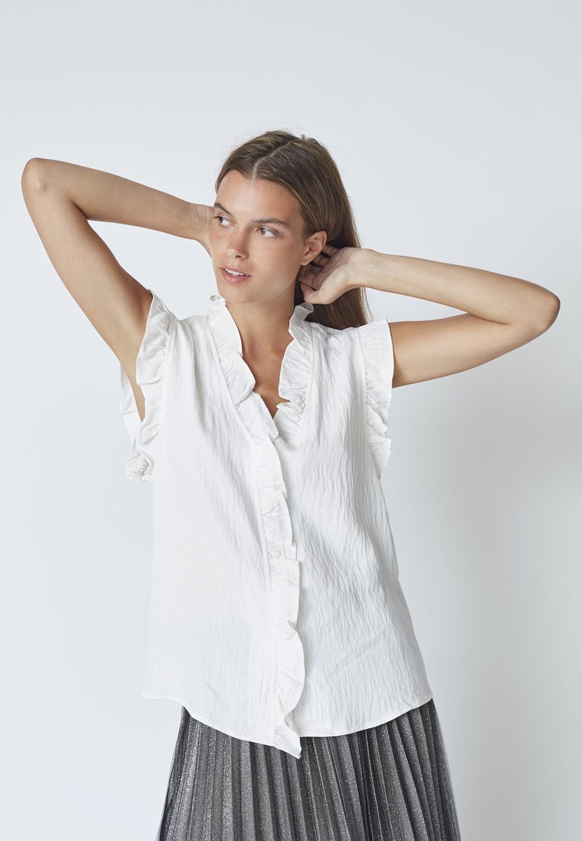 SuedaCC Frill Top - White - Co'couture