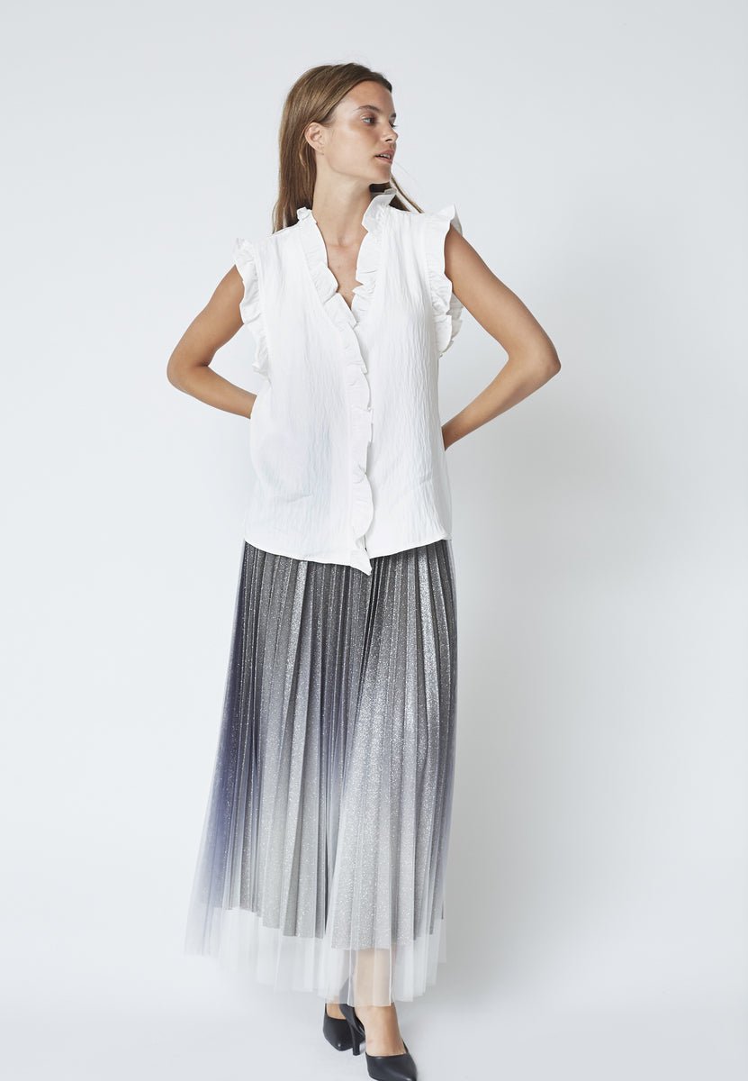 SuedaCC Frill Top - White - Co'couture