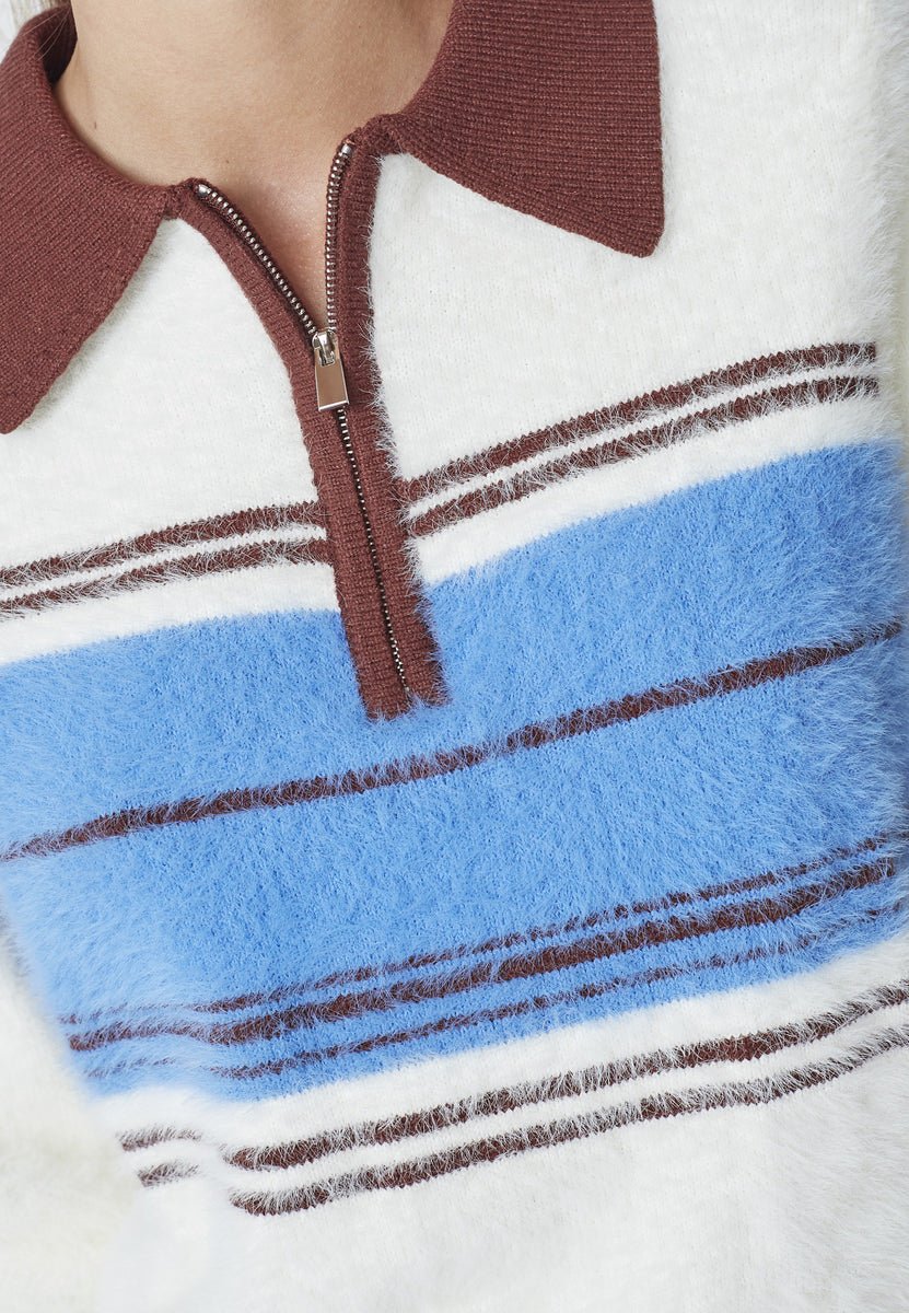ToryCC Stripe Zip Knit - Off white - Co'couture
